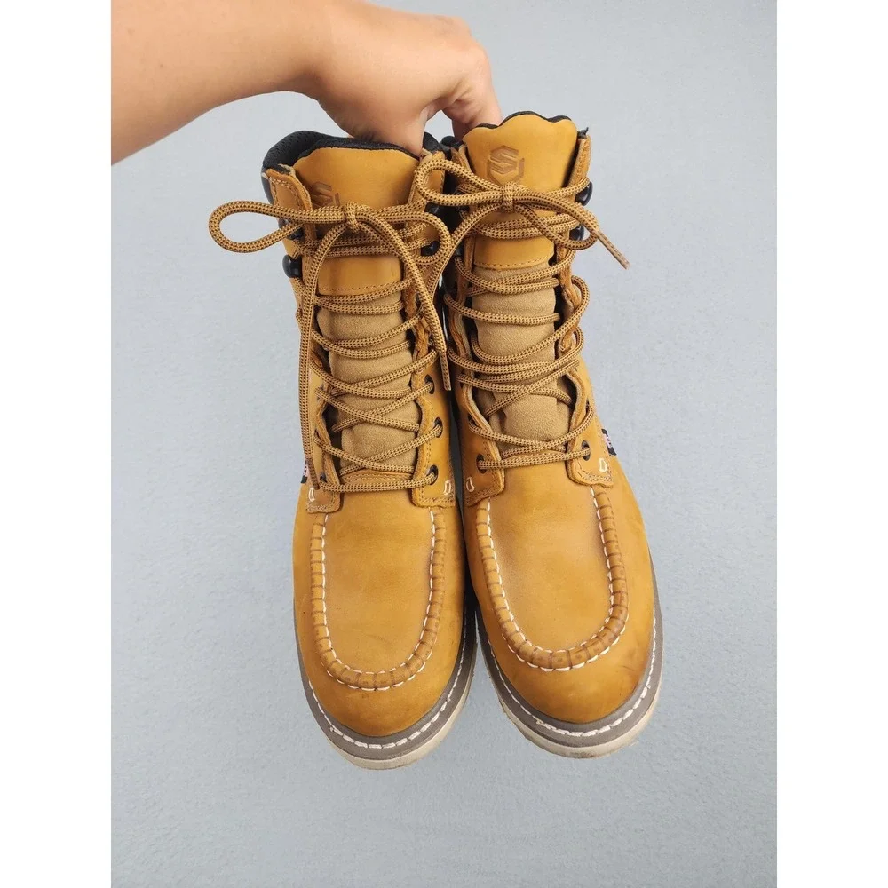 Sureway Boots Mens Size 10 Light Brown Waterproof Leather Moc Toe Work 819-WP